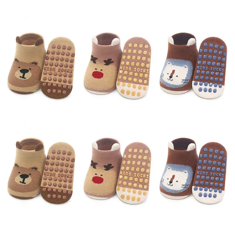6 Pairs of Non-Slip Cotton Socks for Kids