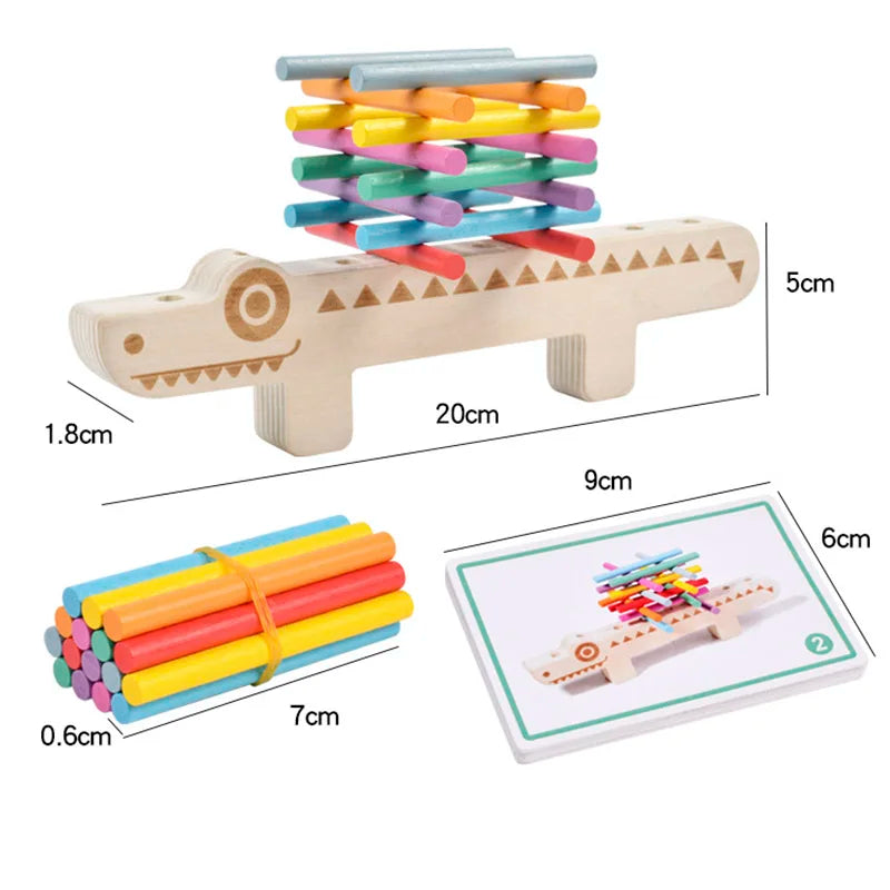 Vibrant Montessori Wooden Crocodile Game