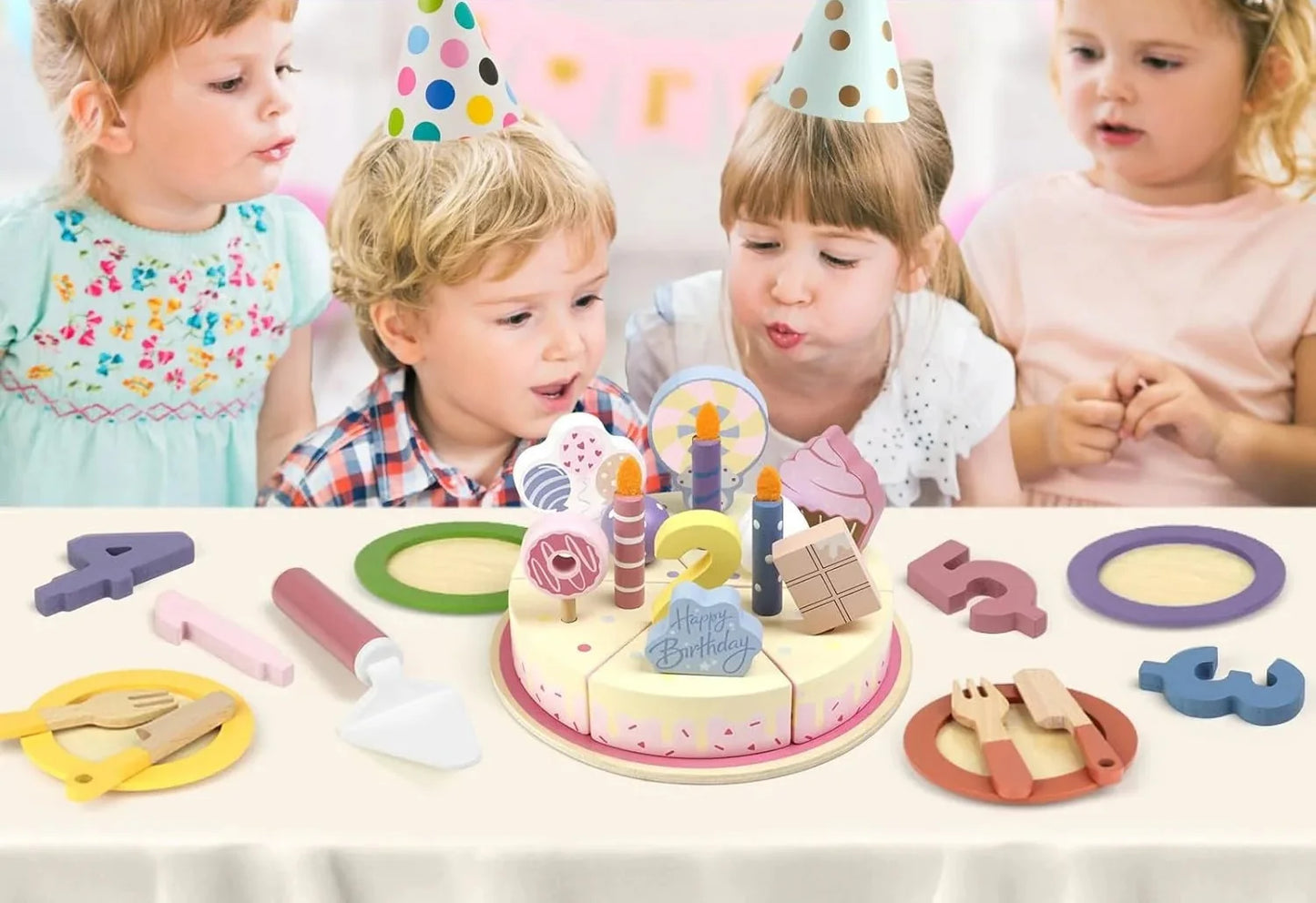 Kids' Wooden Birthday Cake Toy