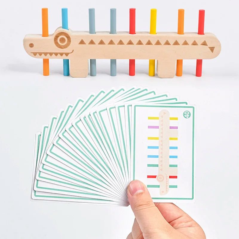 Vibrant Montessori Wooden Crocodile Game