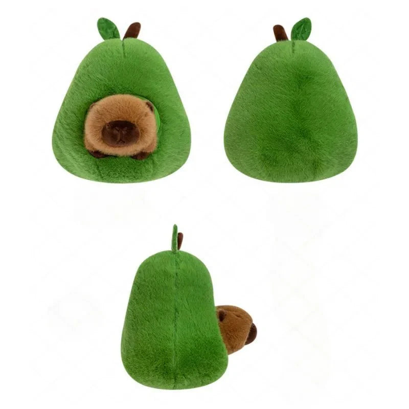 Avocado-Cuddling Capybara Plush Toy