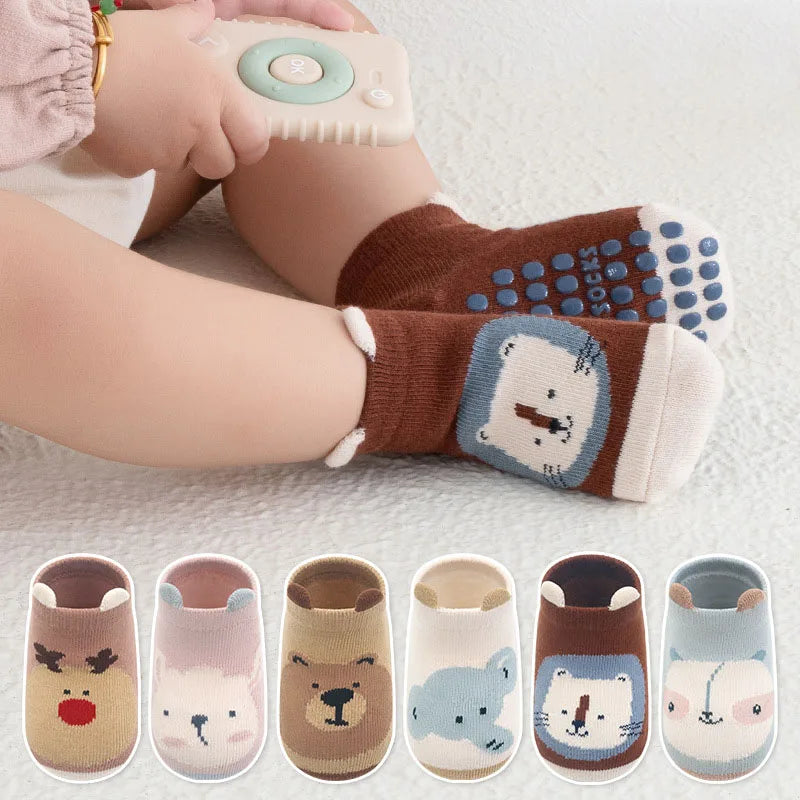6 Pairs of Non-Slip Cotton Socks for Kids