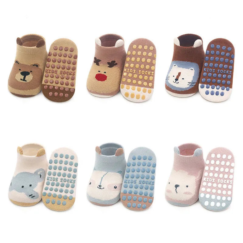 6 Pairs of Non-Slip Cotton Socks for Kids