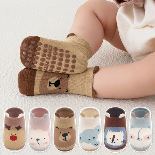 6 Pairs of Non-Slip Cotton Socks for Kids