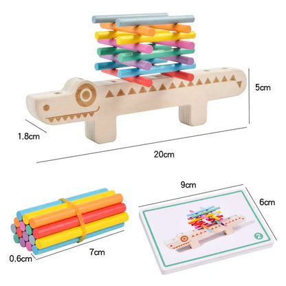 Vibrant Montessori Wooden Crocodile Game