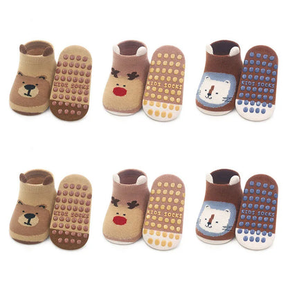 6 Pairs of Non-Slip Cotton Socks for Kids