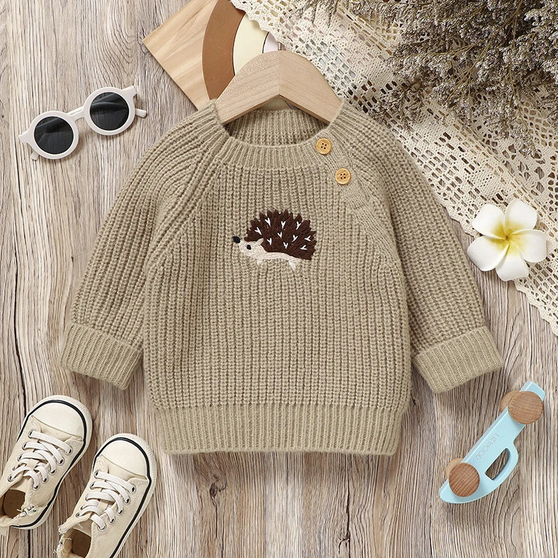 Hedgehog Embroidered Knit Sweater for Kids