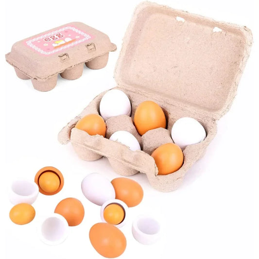 Wooden Egg Playset for Kitchen Fun