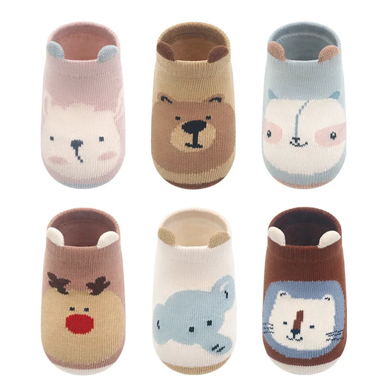 6 Pairs of Non-Slip Cotton Socks for Kids