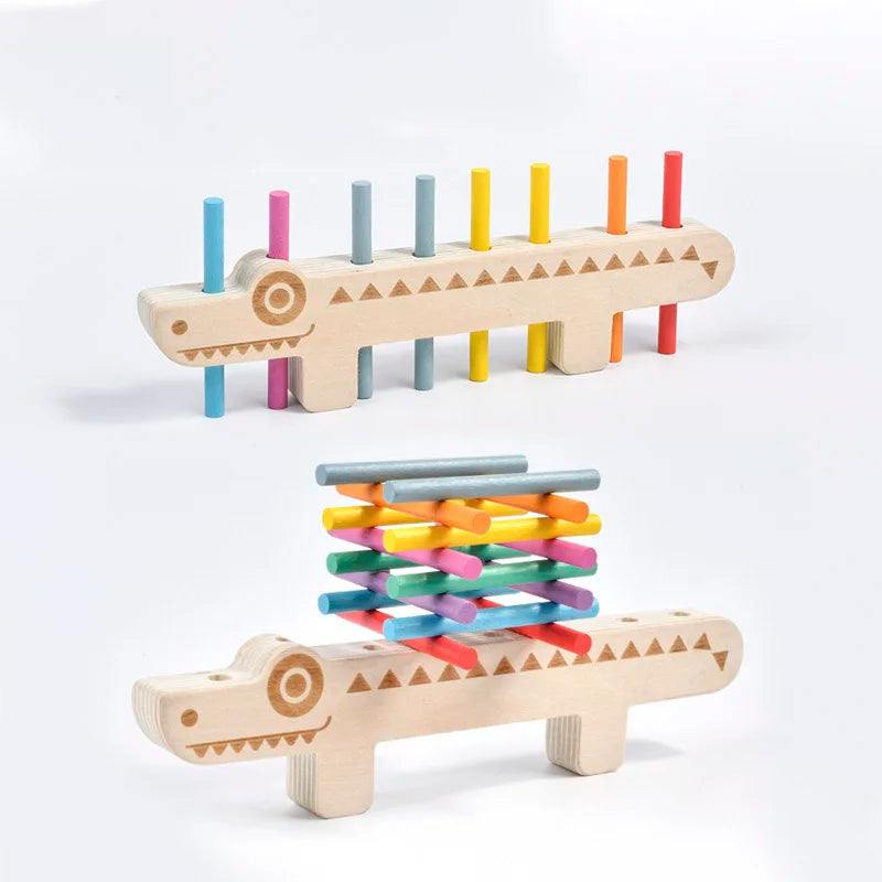 Vibrant Montessori Wooden Crocodile Game