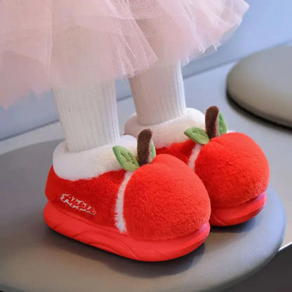 Cozy Apple-Themed Slippers for Kids