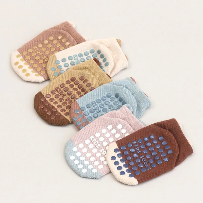 6 Pairs of Non-Slip Cotton Socks for Kids