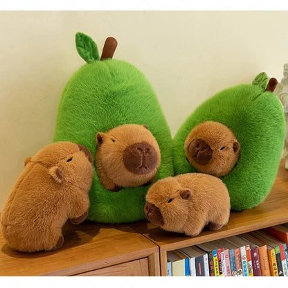Avocado-Cuddling Capybara Plush Toy