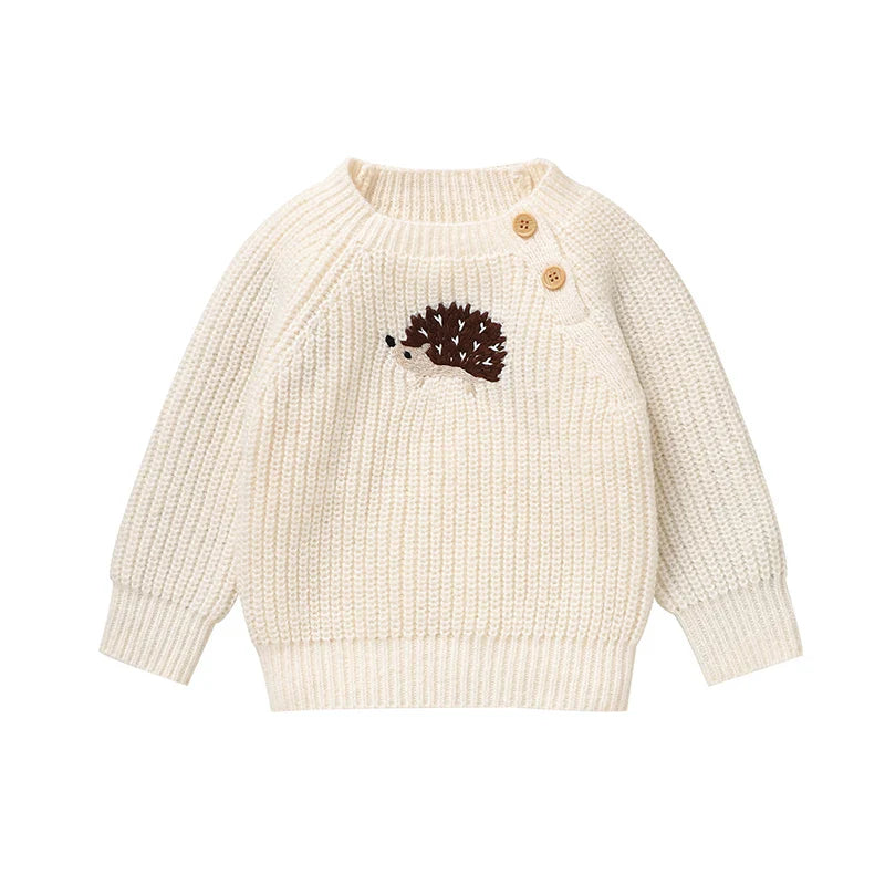 Hedgehog Embroidered Knit Sweater for Kids