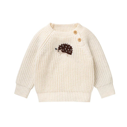 Hedgehog Embroidered Knit Sweater for Kids