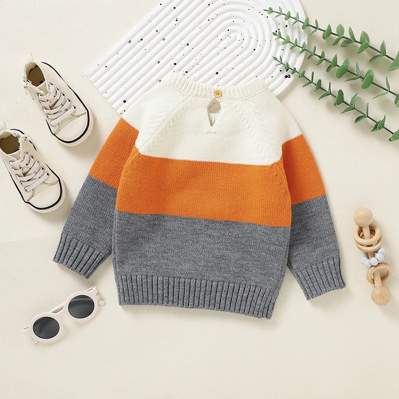 Fox Print Striped Sweater for Kids
