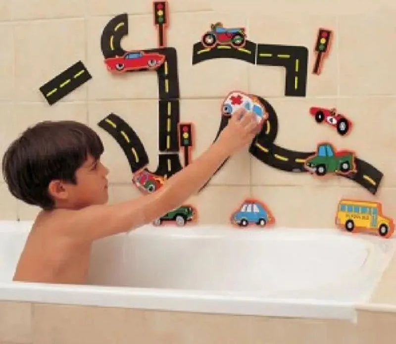 Playful Traffic-Themed Bath Puzzle Toy