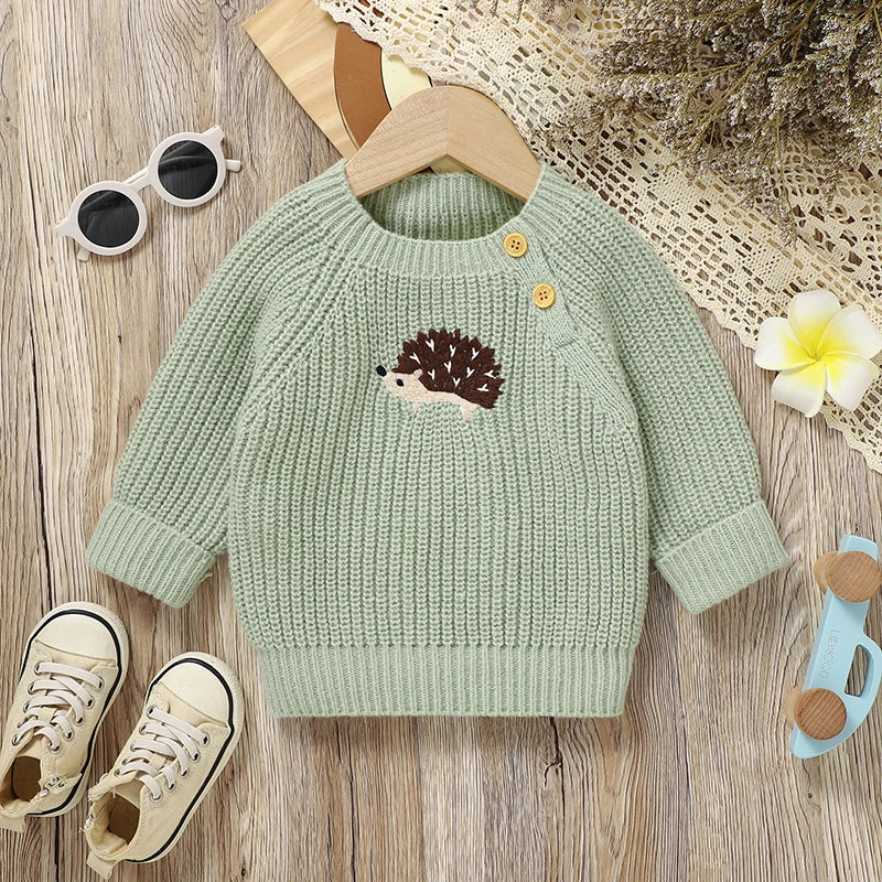 Hedgehog Embroidered Knit Sweater for Kids