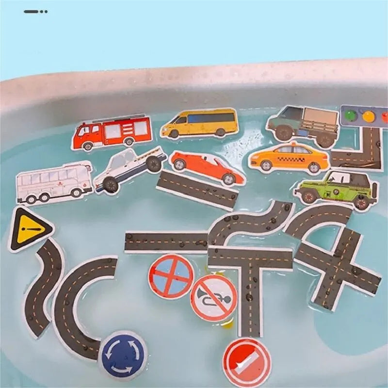Playful Traffic-Themed Bath Puzzle Toy