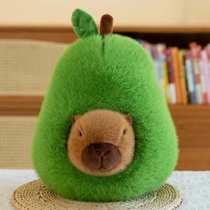 Avocado-Cuddling Capybara Plush Toy