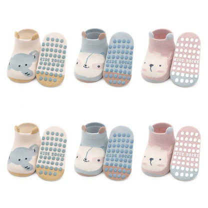 6 Pairs of Non-Slip Cotton Socks for Kids