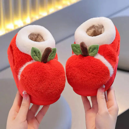 Cozy Apple-Themed Slippers for Kids